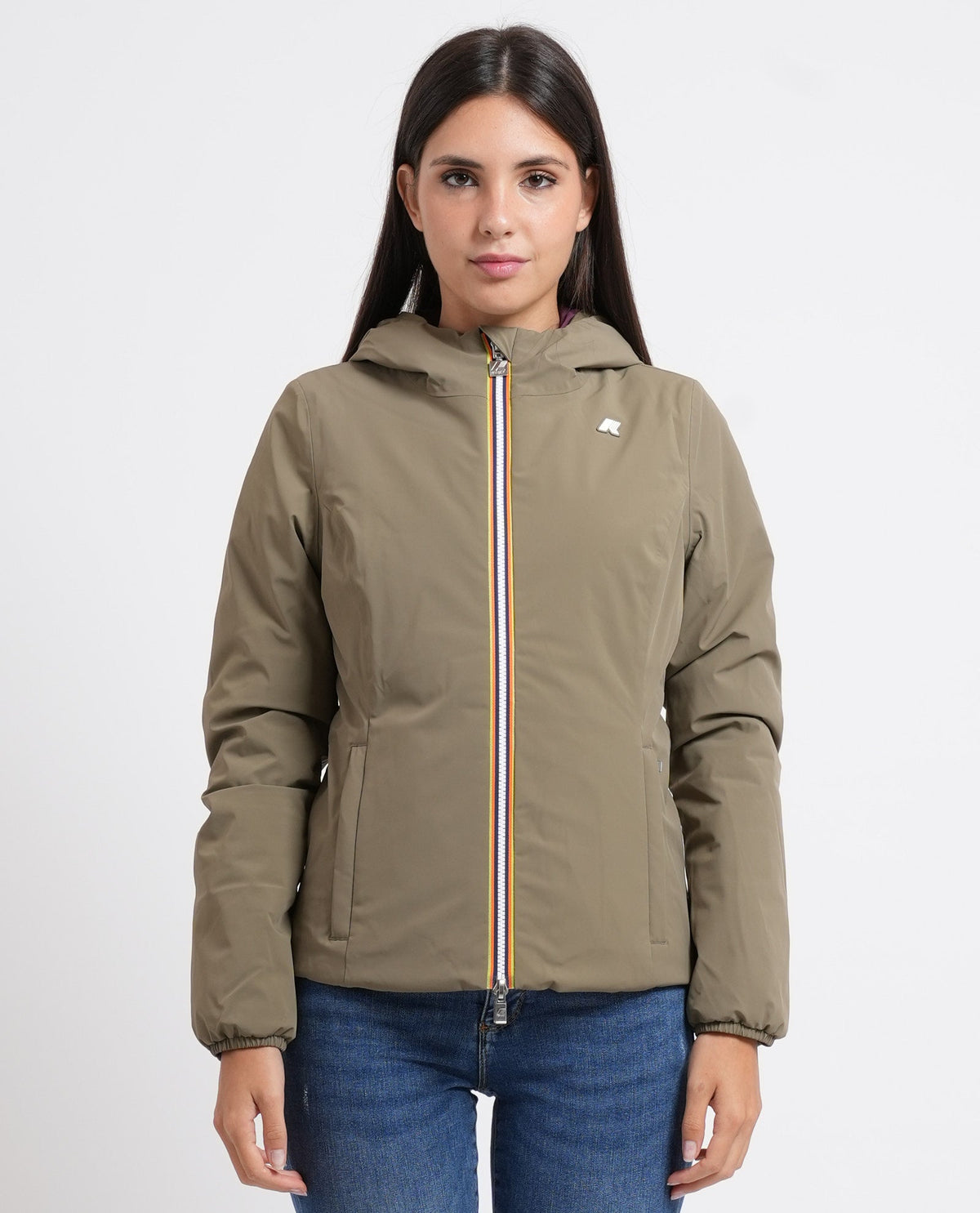 K-WAY Giacca donna corta calda Lily St Warm Double - Green Army Violet Mauve - K6128TW-D0U - immagine 1
