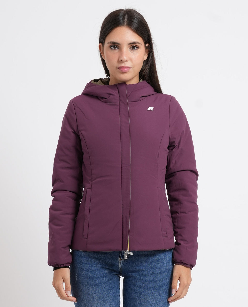 K-WAY Giacca donna corta calda Lily St Warm Double - Green Army Violet Mauve - K6128TW-D0U - immagine 6