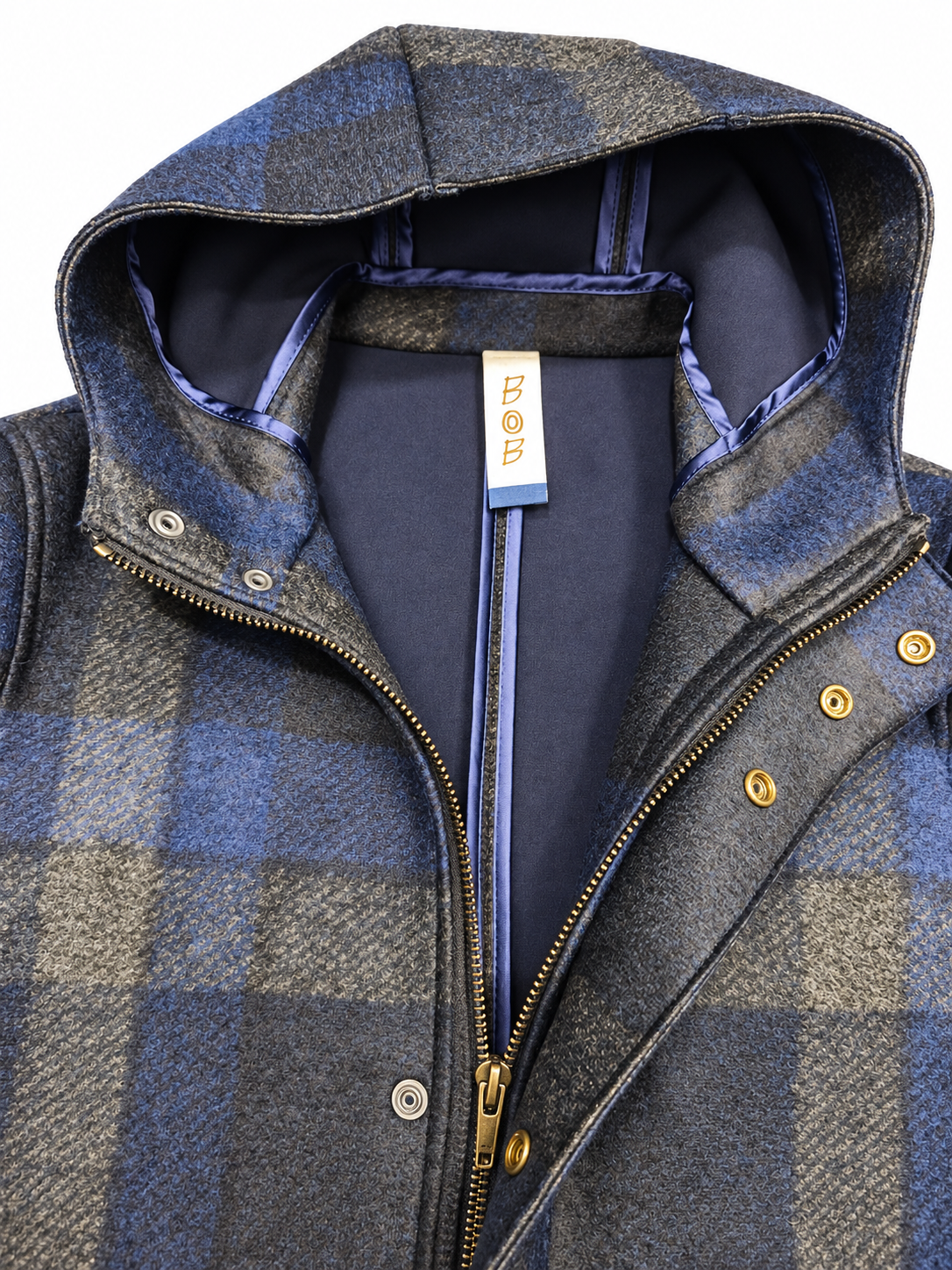 Bob Giubbotto uomo con zip e cappuccio tessuto fantasia A27WICK477T477 - immagine 2
