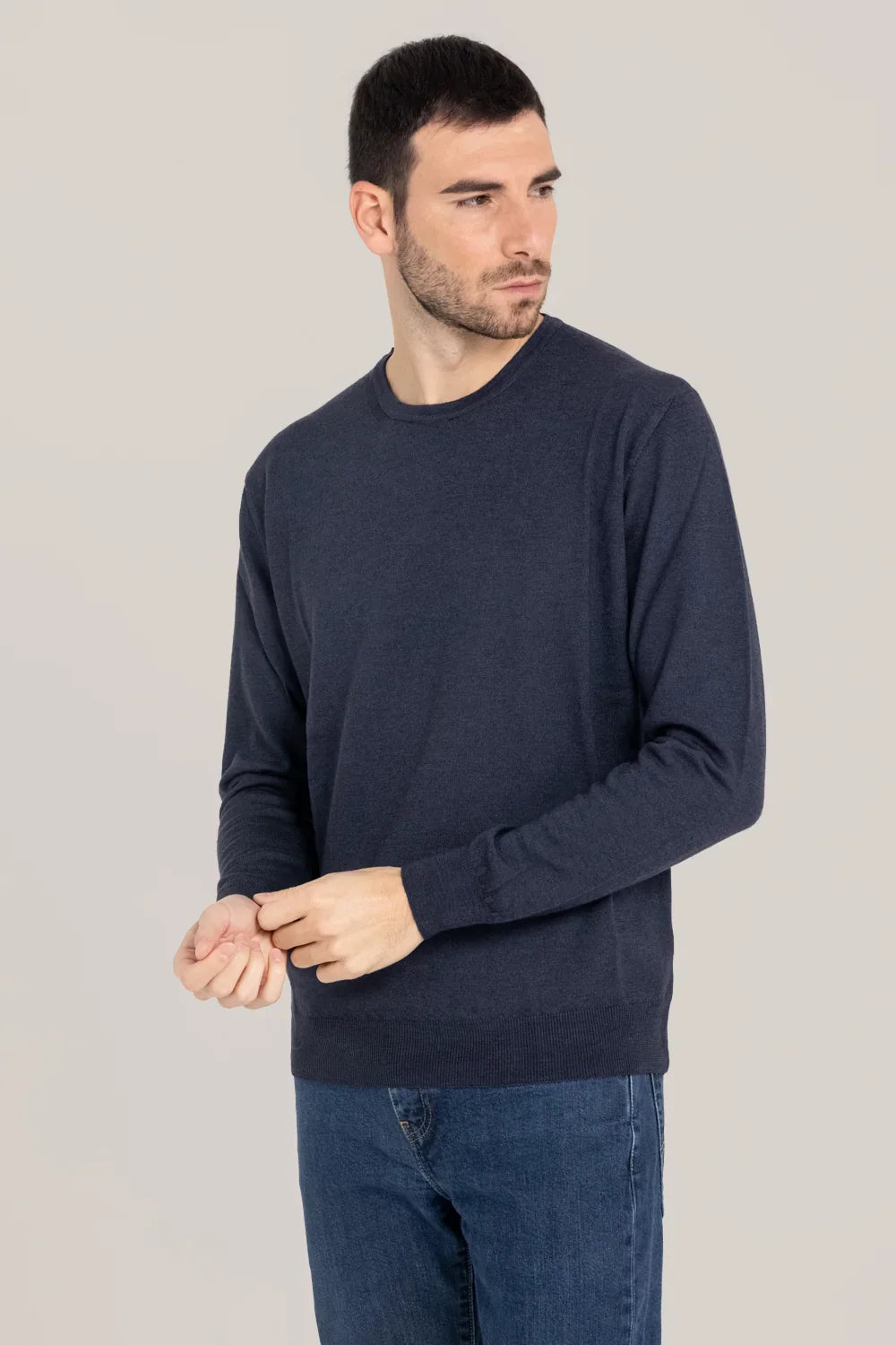 PrIvati Firenze Maglia uomo Girocollo fin 14 tinta acidato FX1130/001 NAVY - immagine 1