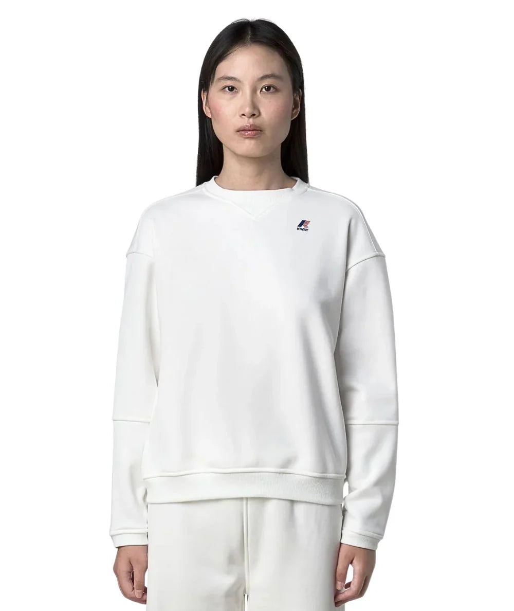 K-Way Felpa Donna Girocollo Noella Brushed Pc K6127MW 490 Bianco - immagine 1