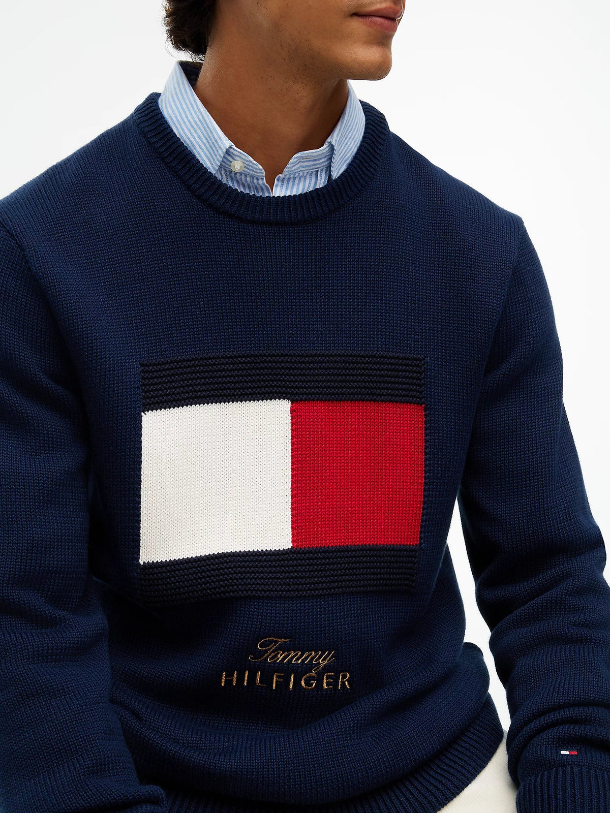 Tommy Hilfiger Maglia uomo Pullover con bandiera a intarsio MW0MW44816DCC - immagine 3