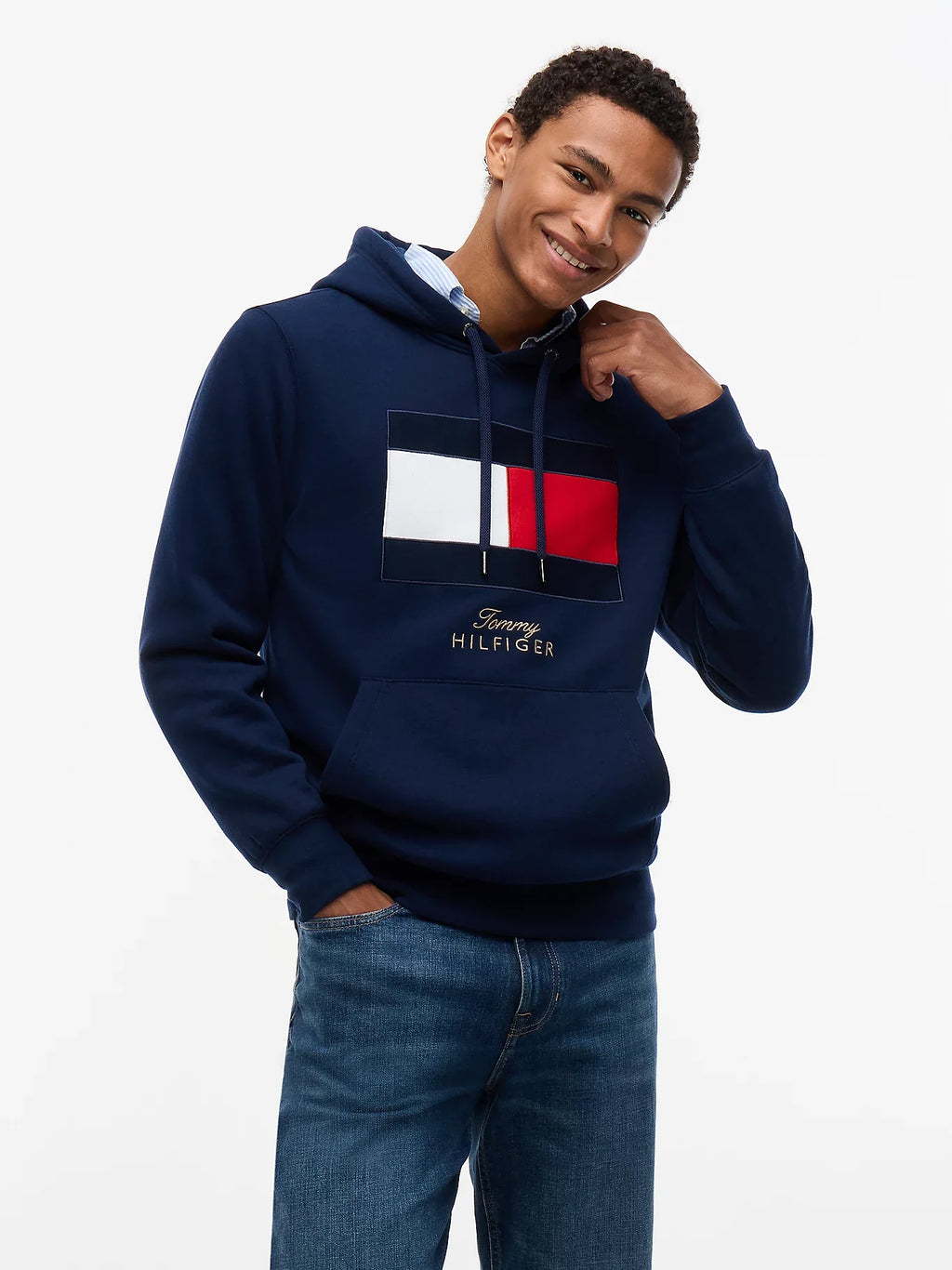 Tommy Hilfiger Felpa uomo in tessuto spazzolato con bandiera MW0MW45189DCC - immagine 1