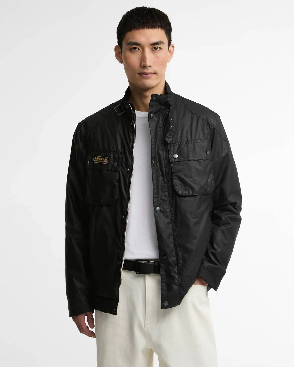 Barbour International capospalla uomo winter merton wax jacket wax cot outw MWX2601-BK11 - immagine 1