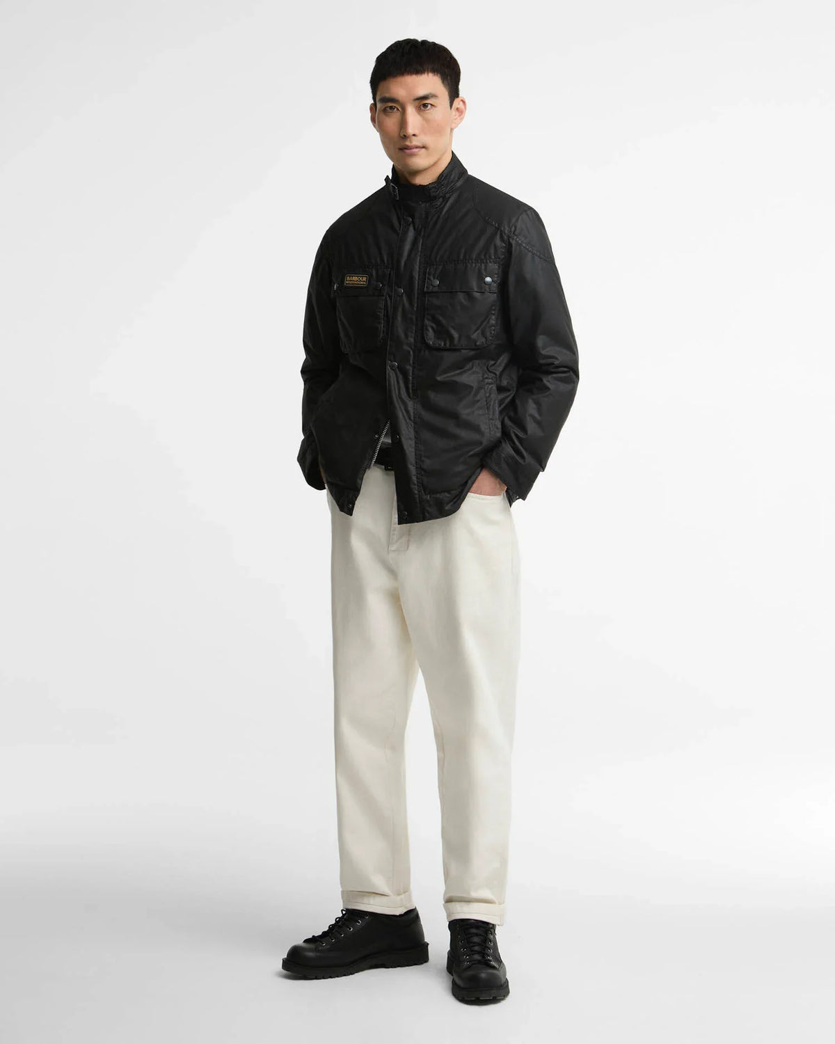 Barbour International capospalla uomo winter merton wax jacket wax cot outw MWX2601-BK11 - immagine 4