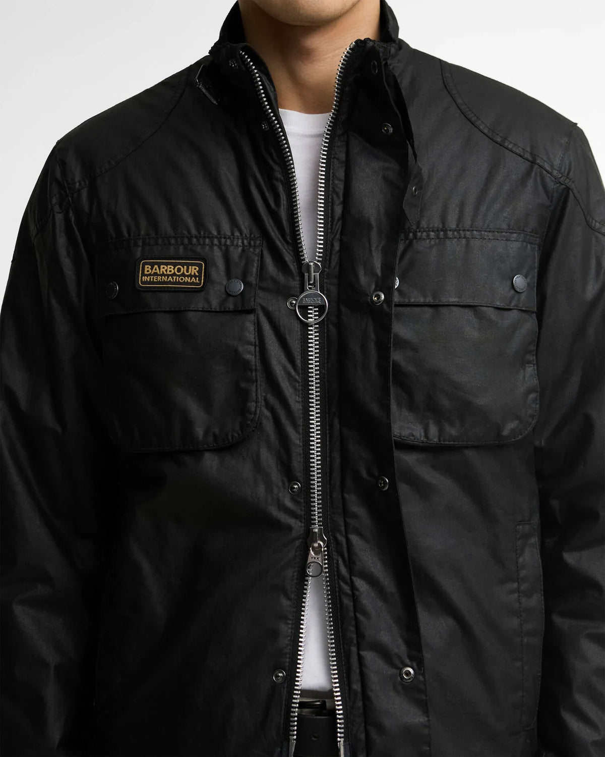 Barbour International capospalla uomo winter merton wax jacket wax cot outw MWX2601-BK11 - immagine 5