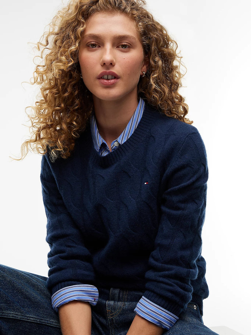 Tommy Hilfiger Maglia donna Pullover in maglia di pura lana intrecciata WW0WW43586C1G - immagine 3