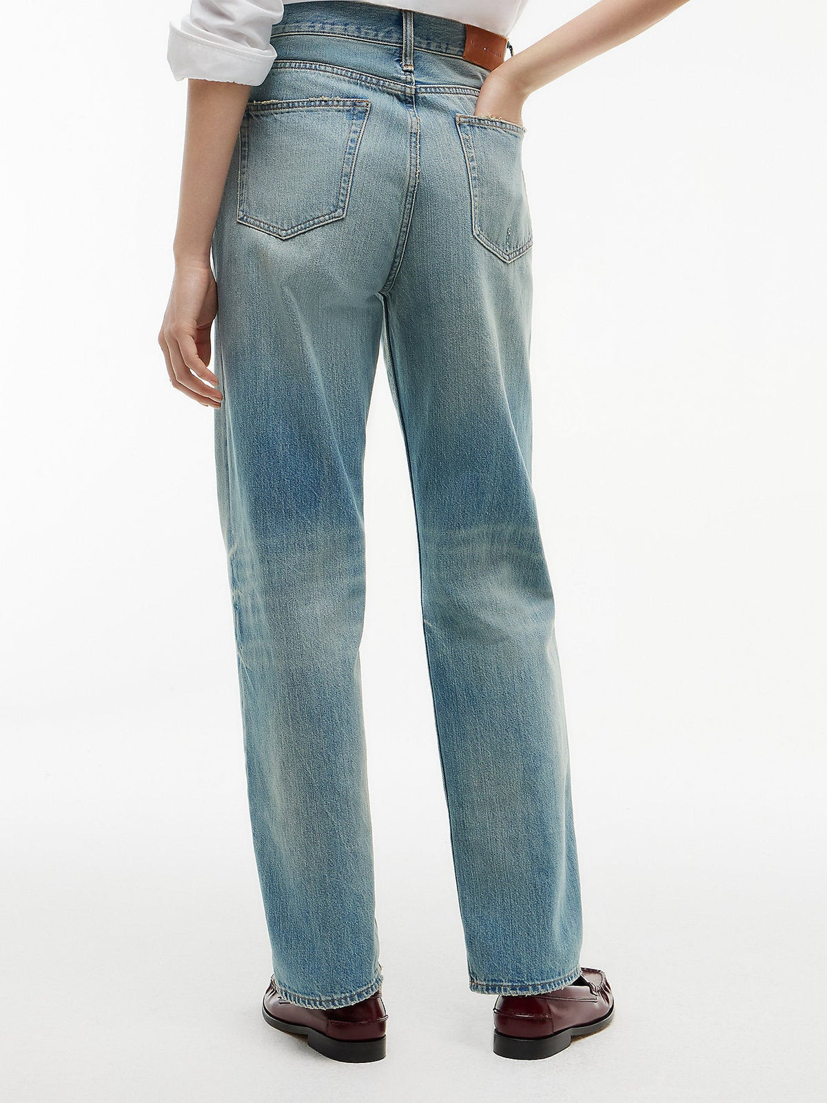 Tommy Hilfiger Jeans Donna Sarah straight fit a vita alta sbiaditi WW0WW514031BA