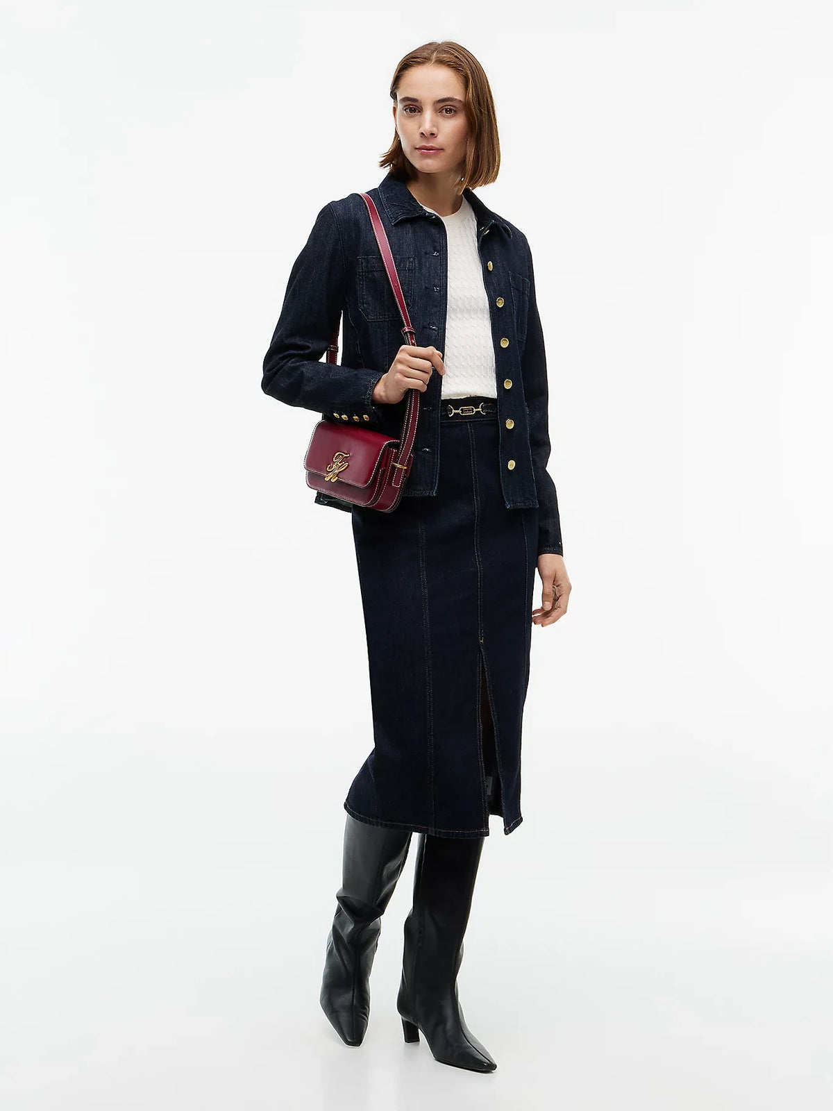 Tommy Hilfiger Gonna Donna midi slim fit in denim con morsetto WW0WW514361AS - immagine 2