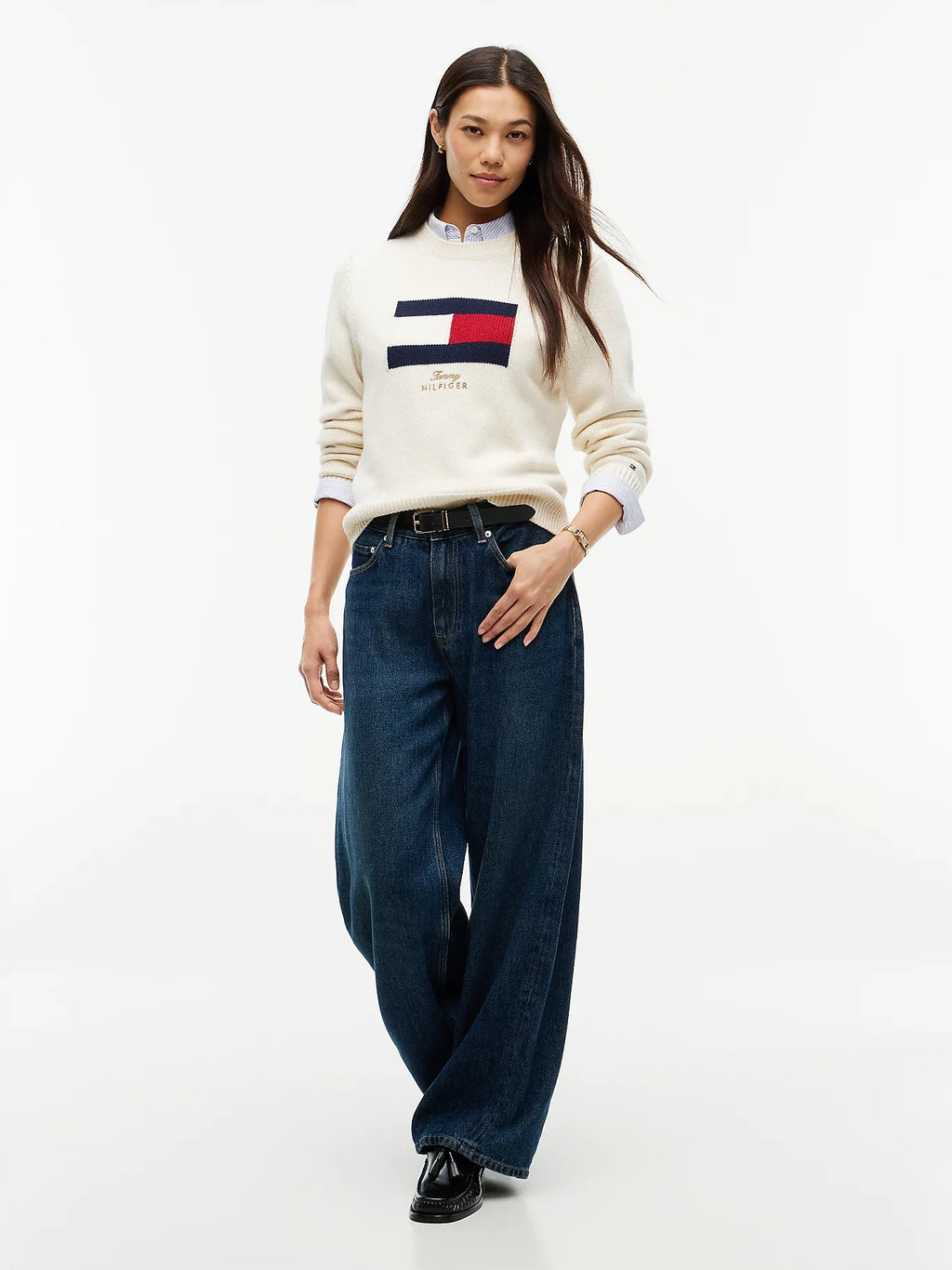 Tommy Hilfiger maglia donna Pullover con cashmere e bandierina ricamata WW0WW51450Z00 - immagine 2