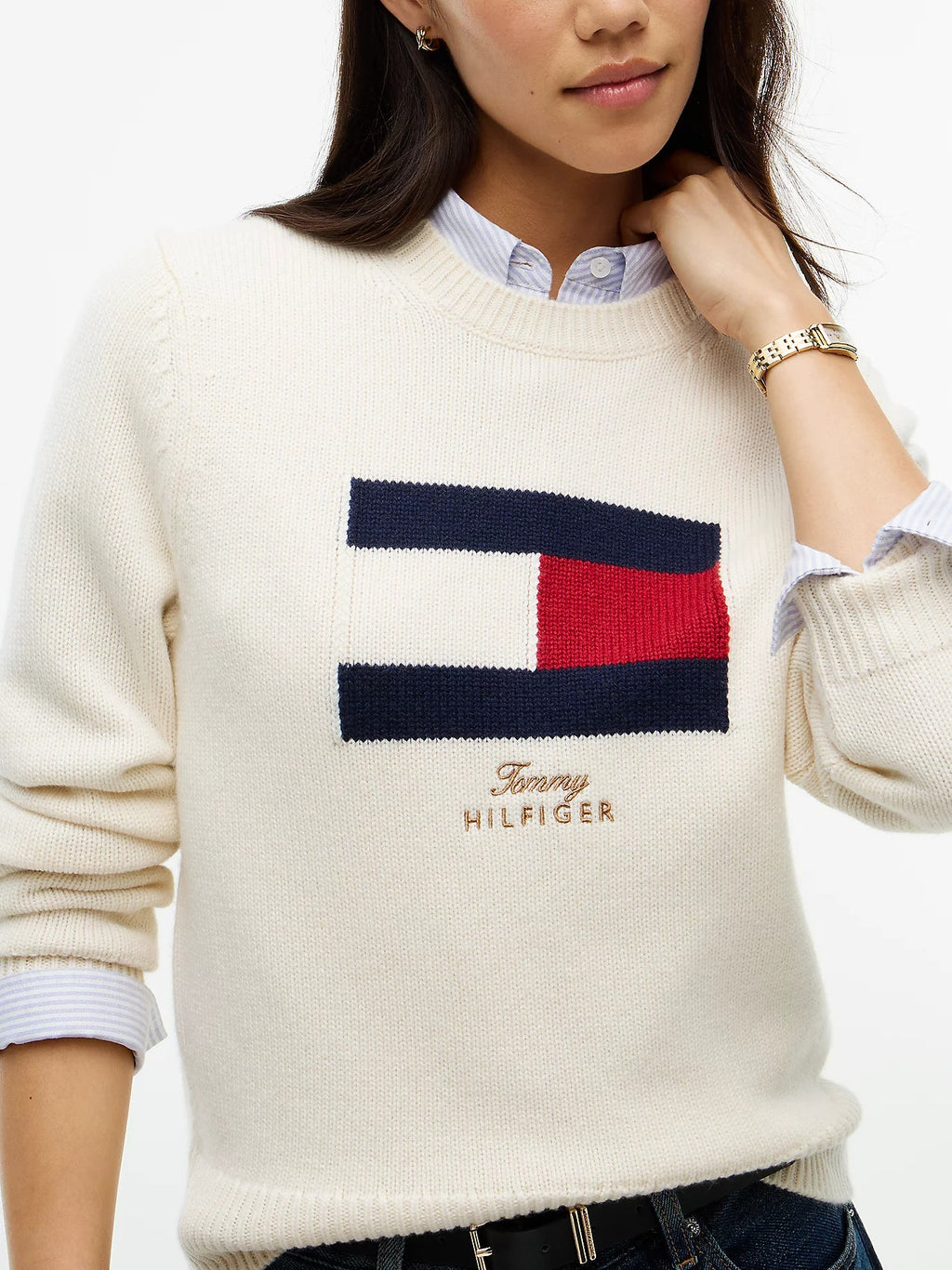 Tommy Hilfiger maglia donna Pullover con cashmere e bandierina ricamata WW0WW51450Z00 - immagine 3