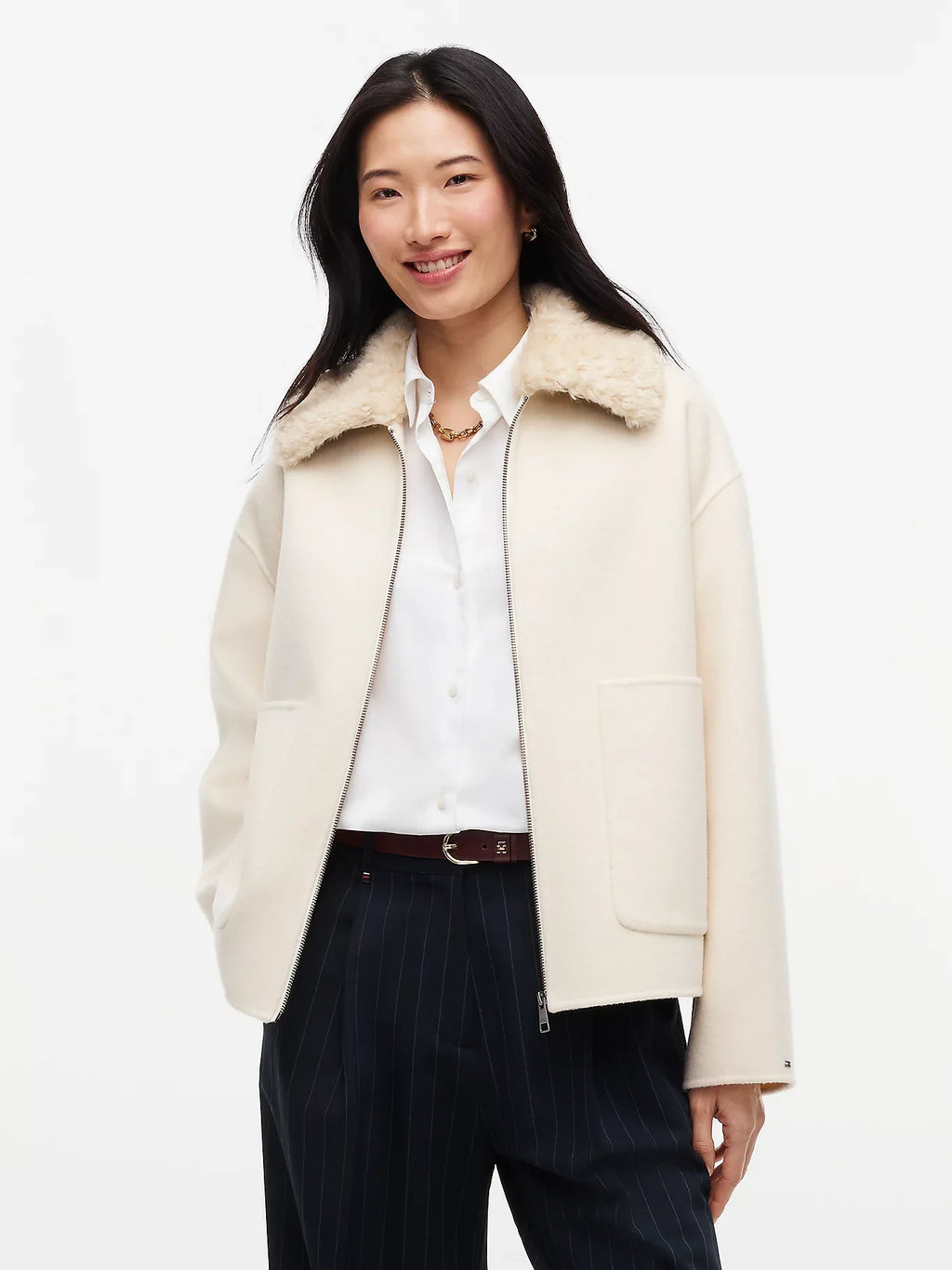 Tommy Hilfiger Giubbino donna Giacca relaxed fit in misto lana double face WW0WW52915AEF - immagine 1