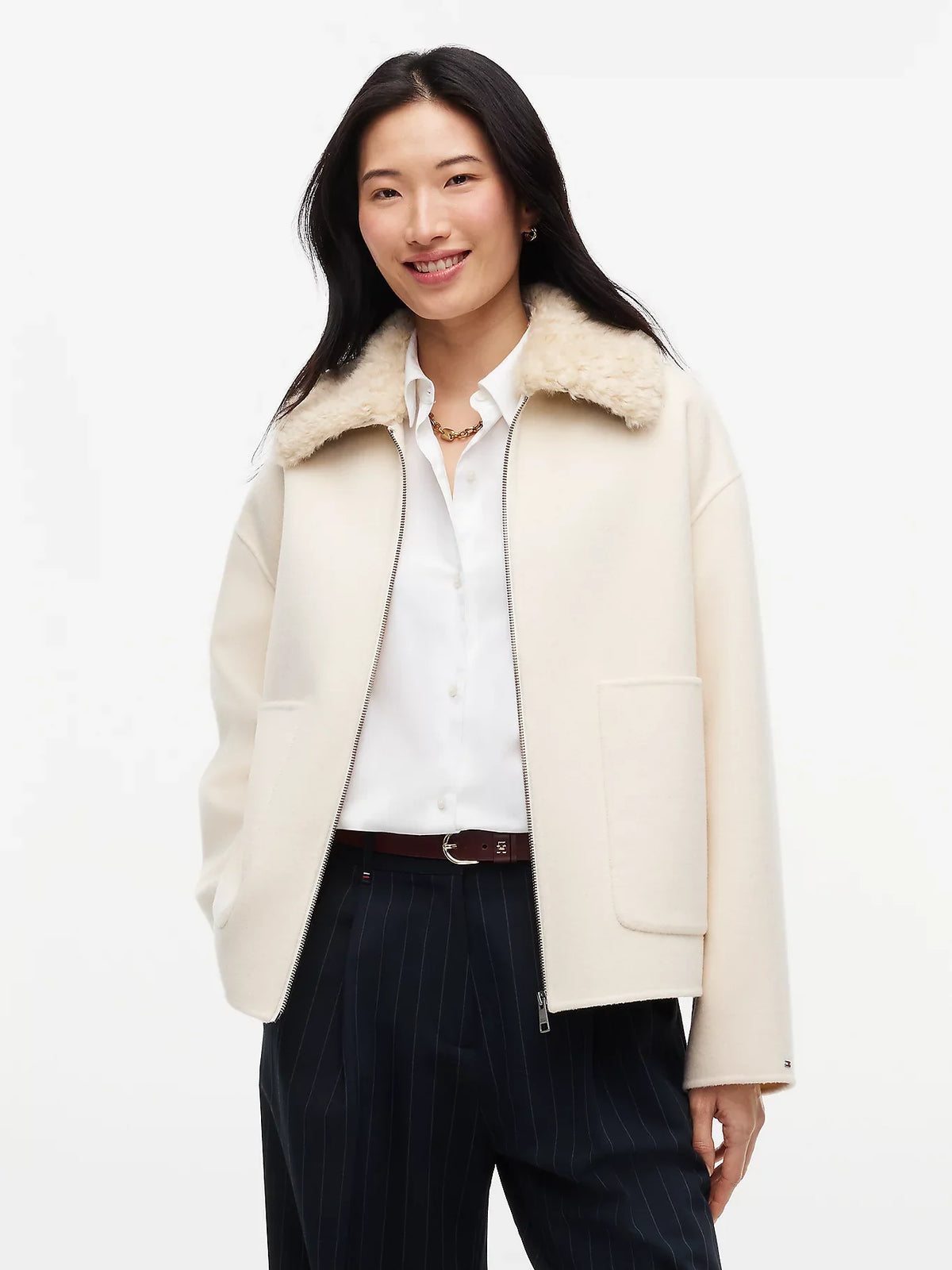 Tommy Hilfiger Giubbino donna Giacca relaxed fit in misto lana double face WW0WW52915AEF - immagine 1